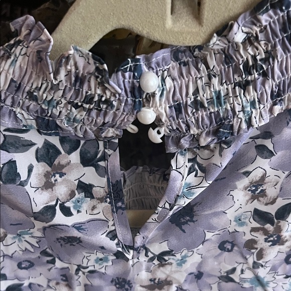 Allegra K Lavender Floral Long Sleeve Dress - Picture 3 of 4